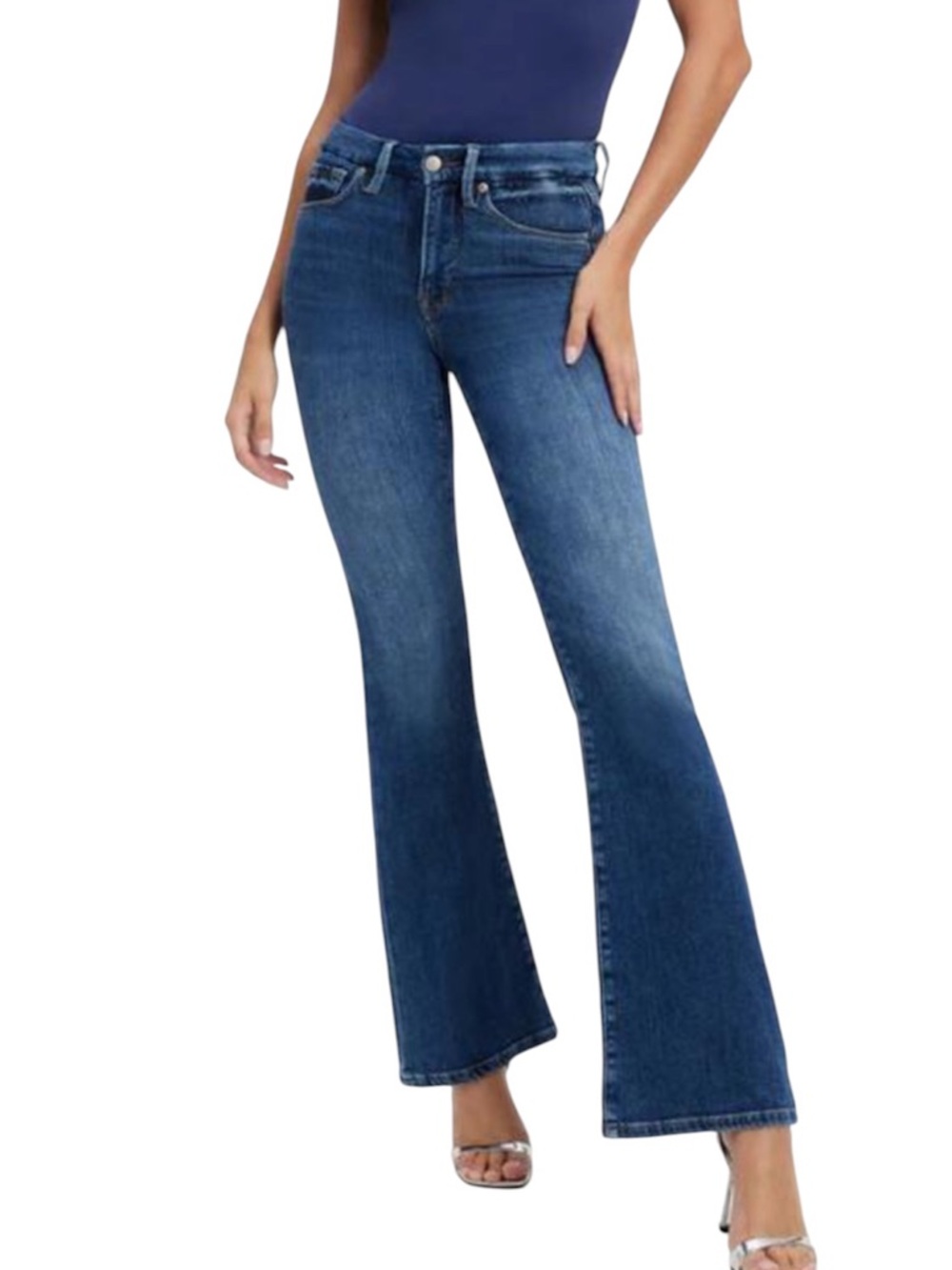 GOOD AMERICAN Good Legs Cashmere Denim Mid Rise Flare Jeans Bootcut Pants
FF